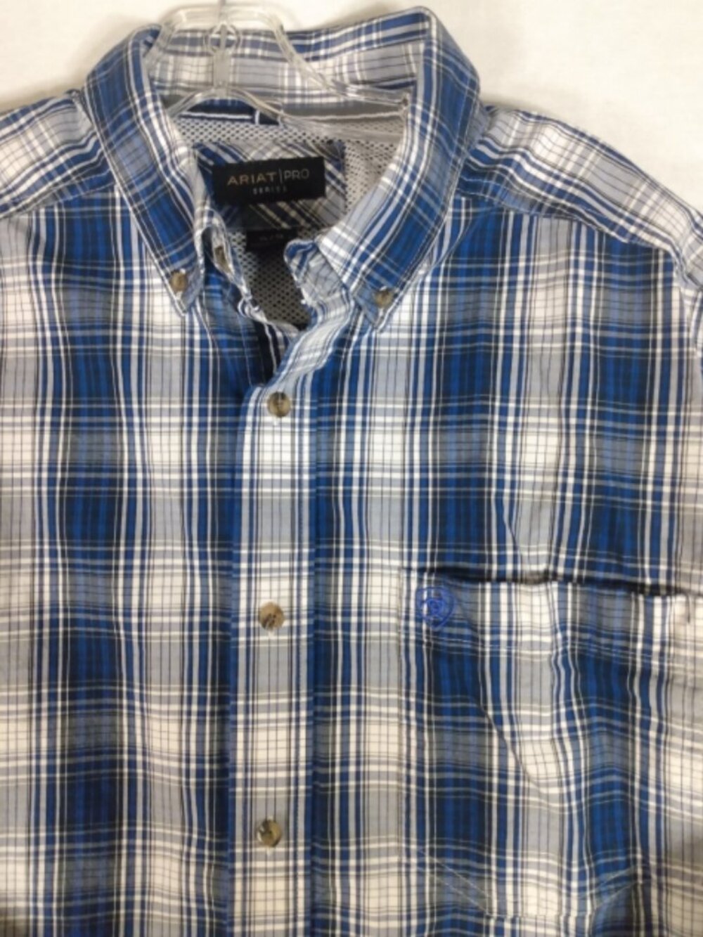 Ariat Pro Series Plaid Shirt Mens XL Long Sleeve Button Down Western Cowboy Blue